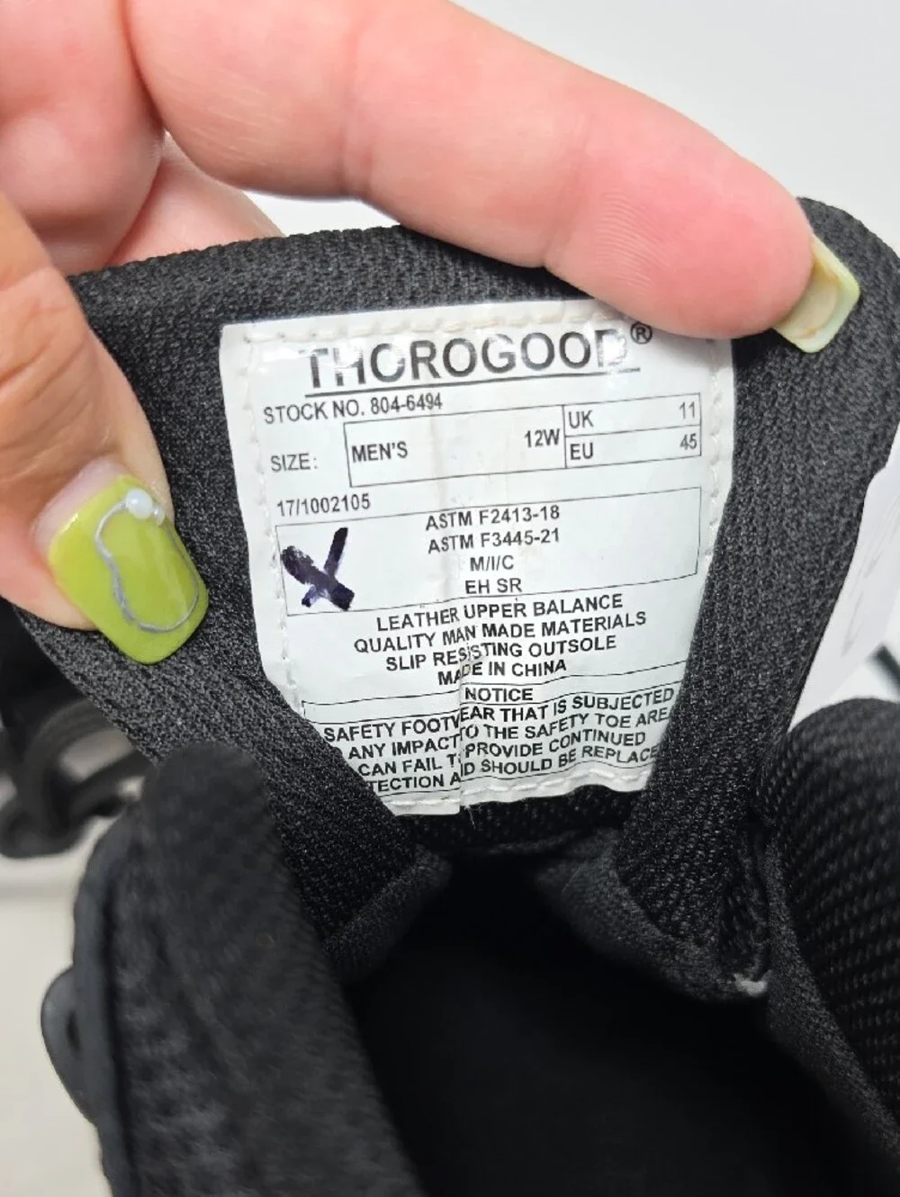 Thorogood Crosstrex Mid Waterproof Safety Toe Black Size 12W